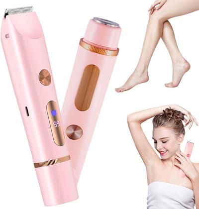 2 In 1 Ladyshave met Display – Elektrisch Scheerapparaat – Waterdichte - Voor Gezicht/Oksels/Benen/Bikinilijn - Scheerapparaat Vrouw – Trimmer Vrouw Intiem – Zachte En Pijnloze Ladyshave – Roze - 1 stuks