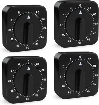 Mechanische Keuken Timer - 4 Stuks Eitimer, 60 Minuten Klok voor Koken, Studeren en Sporten