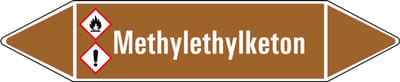 Methylethylketon leidingmarkering op vel 75 x 17 mm - 8 per vel