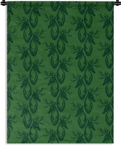 Wandkleed - Wanddoek - Patronen - Groen - Hert - 150x200 cm - Wandtapijt
