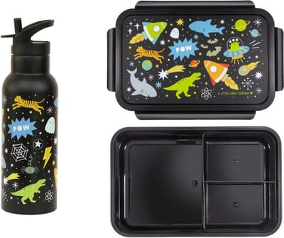 Bundel A Little Lovely Company Back to school set - Drinkfles XL RVS/Bentobox - Galaxy