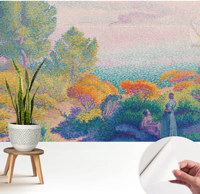 Wallfluent Zelfklevend Behang - Kustlandschap Stickerbehang op rol - 208x146 cm - Blauw Zelfklevend Behang - Plakklare achterzijde - Voor de woonkamer, voor het kantoor, voor de slaapkamer Zelfklevend Behang