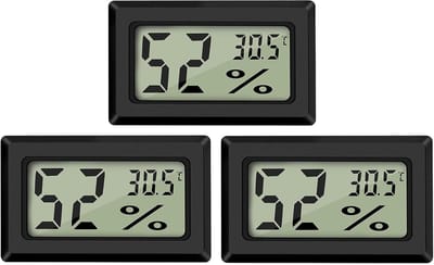 Mini digitale LCD-thermometer/hygrometer – temperatuur en vochtigheid – draagbare thermo-indicator voor kantoor, keuken, humidors, incubators, reptielen – 3 stuks | Voor woonkamer, kas, kelder, souterrain, magazijn – 3 stuks.L