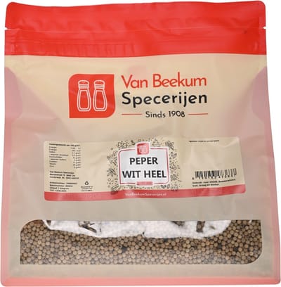 Van Beekum Specerijen - Peper Wit Heel - 1 KG (hersluitbare stazak)