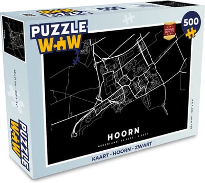 Puzzel Kaart - Hoorn - Zwart - Legpuzzel - Puzzel 500 stukjes