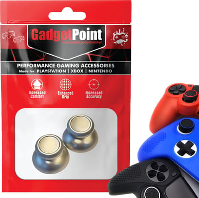 Gadgetpoint - Thumb Grips voor PlayStation, PS5, Xbox X/S, One & Switch Pro Controller - Gaming Thumbgrips - Performance Anti-Slip Thumbsticks - Bescherming Accessoires - Glimmend - Zilver
