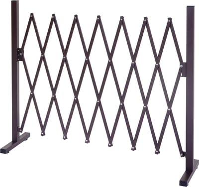 MCW-B34, schaarhek, uitschuifbaar dierenbeschermingsrooster, bruin aluminium ~ hoogte 103cm, breedte 31-261cm