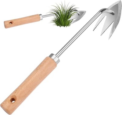 Onkruidtrekker Wortelverwijderaar - Tuin Gereedschap - Onkruid Wieden - Dubbel Doel Ontwerp - 31.5 cm Lengte - Hout Metaal