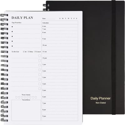 Ongedateerde Dagelijkse Agenda en Planner met Urenschema voor Structuur en Productiviteit