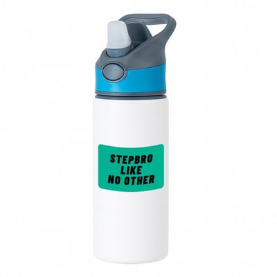 Hacebo® - stepbro like no other waterfles met rietje blauw - Broer - geweldige stiefbroer - niemand anders - verjaardag - cadeau - kado - bedankje - geschenk - water fles - 650ML
