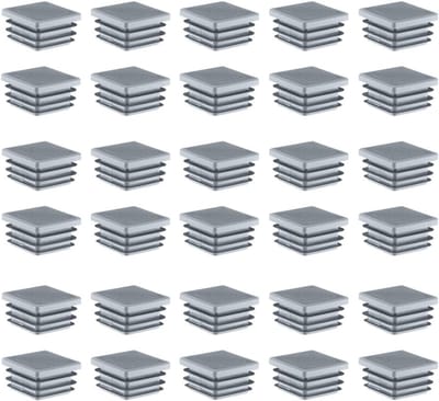 Set van 30 vierkante slat plugs voor buisafsluiters - Plastic eindkappen voor 20 x 20 mm buizen (grijs)