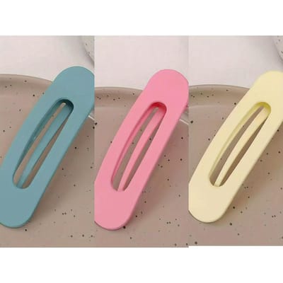 Pince à Cheveux Large Mate Élégante pour Femmes, Pinces à Cheveux Rectangulaires Antidérapantes en Acrylique, Maintien Stable et Sécurisé, Accessoires de Cheveux Couleur Unie 3PCS