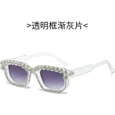 Y2K Vierkante Zonnebril Dames Heren Kleurrijk Diamant Bezet Trendy Bril Herfst Nieuwe Collectie Mode Tinten