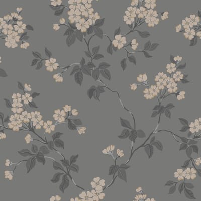 Duro Vliesbehang 679-04 - Blommor & Blad - Botanisch Grijs - 53cm x 10.05m