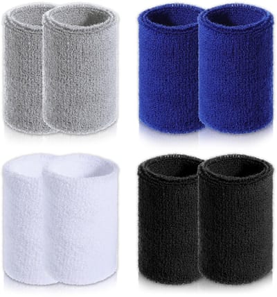 Set van 8 Absorberende Fitness Sweatbands voor Mannen en Vrouwen - Elastische Sportarmbanden voor Tennis, Basketball en Hardlopen