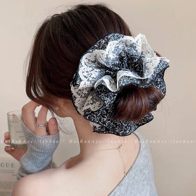 Haarelastiek - Haaraccessoire - Scrunchie voor dames - Ins haarbloem - Extra groot haarelastiek voor knot - Hoogwaardig haaraccessoire - 20 cm-vorm-28