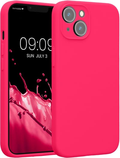 kwmobile telefoonhoesje geschikt voor Apple iPhone 14 - TPU backcover met siliconen coating - Smartphone case in neon roze