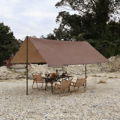 Dailygoods- Camping Tarp 10x10ft - Waterdicht Zeildoek - Lichtgewicht Nylon - UV-bescherming - Brandvertraging - Meerdere Configuraties - Tentzeil