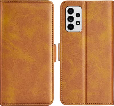 MobyDefend Hoesje - Geschikt voor Samsung Galaxy A53 - Luxe Wallet Book Case (Sluiting Zijkant) - Lichtbruin