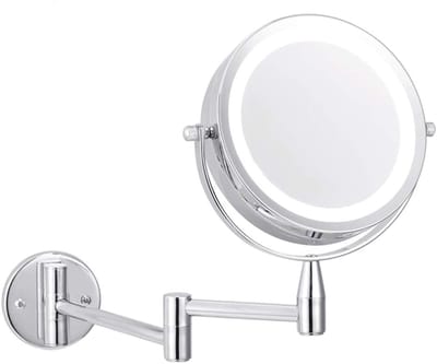 Opvouwbare Make-up Spiegel - Verlichte Spiegel - Badkamer Scheerspiegel - 5x Vergroting 360° - 15.2 cm Spiegel