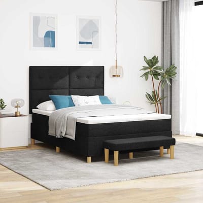 vidaXL - Boxspring - bed - met - hoofdeinde - Zwart - 200 - x - 160 - cm - Stof