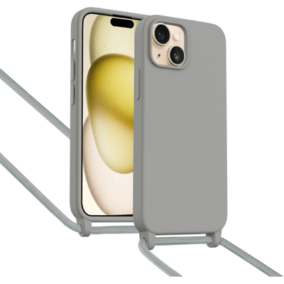 ShieldCase Hoesje met telefoonkoord (grijs) geschikt voor iPhone 15 - Telefoonhoesje met koord - Beschermende case - Slanke cover