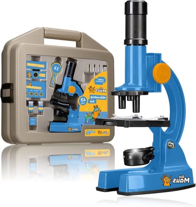 Kindermicroscoop Set - Educatieve Microscoop - Wetenschap Ontdekken - 3 Vergroting Niveaus - 12.3 x 24.5 x 7.5 cm - Blauw
