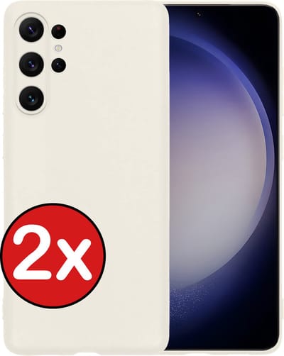 Hoesje - 2 Stuks - Geschikt voor Samsung Galaxy S23 Ultra - Sterk & Shockproof - Telefoonhoes - Back Cover - Case Siliconen - Telefoon Hoes - Wit