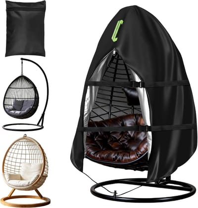 Hanger Stoelhoes - Schommelstoel Beschermhoes - Tuinmeubilair Beschermen - Waterdicht Oxford Materiaal - 190 x 115 cm - Zwart
