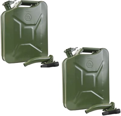 TRUTZHOLM 2x Metalen Brandstofjerrycan 20L - Met UN-Goedkeuring & Schenktuit - Olijfgroen Dieseljerrycan Benzinecan Set