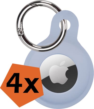 Hoesje Geschikt voor Apple AirTag Sleutelhanger Hoes Siliconen Hoesje - Siliconen Hoesje Geschikt voor Apple AirTag-Sleutelhanger Hoesje - Grijsblauw - 4 PACK