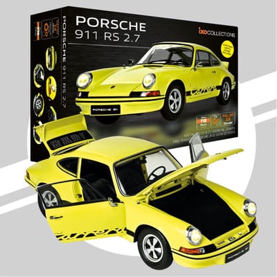 IXO Collections Modelbouwpakket Auto - 017 Porsche 911 RS 2.7 - Geel - Sportauto Metalen - 1:8 - Modelbouw