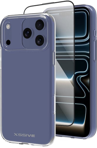 Xssive - Hoesje geschikt voor iPhone 17 Pro - Hoesje met 6D Screenprotector - Siliconen Case - Gehard Glas - Transparant