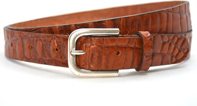 Take-it 3 cm riem cognac kroko - 100 % leder - cognac riem met kroko print - taillemaat 85 - totale lengte riem 100 cm