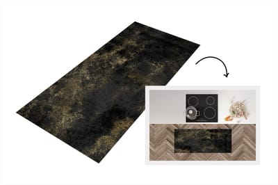 Keukenloper - Loper keuken - Zwart - Goud - Luxe - Glitter - 120x50 cm - Keukenloper vinyl