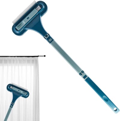 Raam Reiniger - Muggennet Borstel - Streeploos Schoonmaken - 2-in-1 Gereedschap - 63 cm Lengte - Blauw