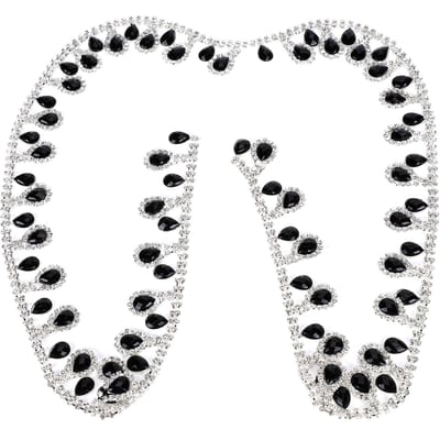 Zwarte Strass Kwast Ketting Glazen Druppel Ketting DIY Franje Trim Hanger Kledingdecoratie white