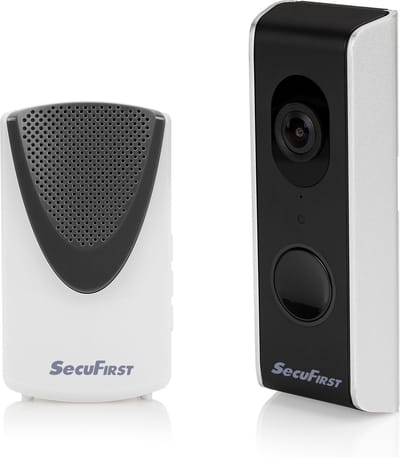 SecuFirst DID701B Slimme Video deurbel met camera met draadloze gong Zwart Grijs - 1080P - Kingston 32GB opslag