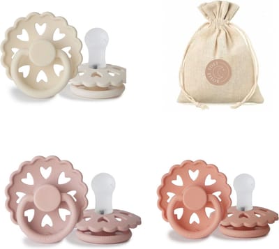 Frigg spenen fairytale - siliconen - T1 - Princess and the pea, Little match girl, ugly duckling - 0-6 maanden + BolleToet speenzakje