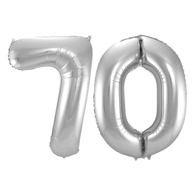 Folieballon 70 jaar - Zilver - 86 cm