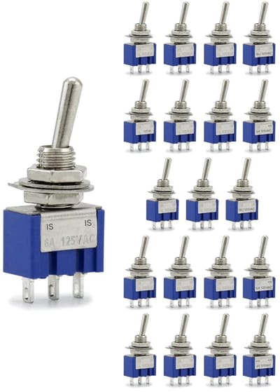 GELLDG 20 stuks Tuimelschakelaar - Minischakelaar - 125V 6A - AAN-AAN - 3-pins 2-standen - 12V Tuimelschakelaar - Geschikt voor auto's, vrachtwagens en maritiem gebruik - MTS102