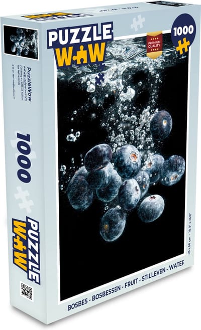 Puzzel Blauwe bessen - Fruit - bes - Stilleven - Water - Zwart - Legpuzzel - Puzzel 1000 stukjes volwassenen