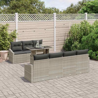vidaXL - Tuinbank - Set - 8 - st - Lichtgrijs - poly - rattan