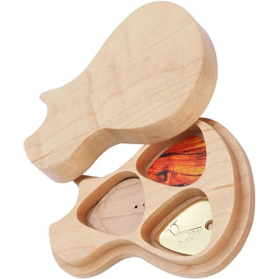 Gitaar Plectrum Doos Esdoorn Massief Hout 3 Plectrums Gitarist Cadeaus Muziekinstrument Accessoires beige