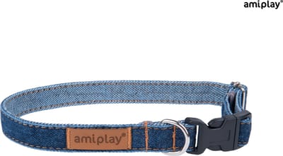 Dierenbenodigdheden Amiplay Ami Halsband Denim Aanpasb. Marine 20-35Cmx10Mm S