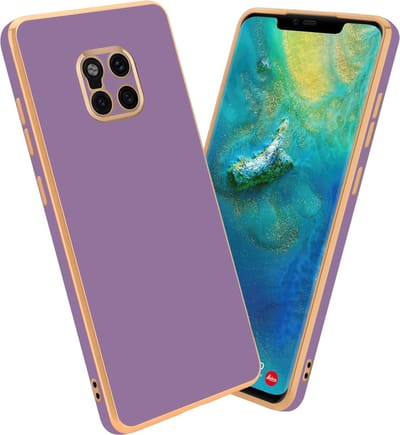 Cadorabo Hoesje geschikt voor Huawei MATE 20 PRO in Glossy Paars - Goud - Beschermhoes Case Cover van flexibel TPU-silicone en met camerabescherming