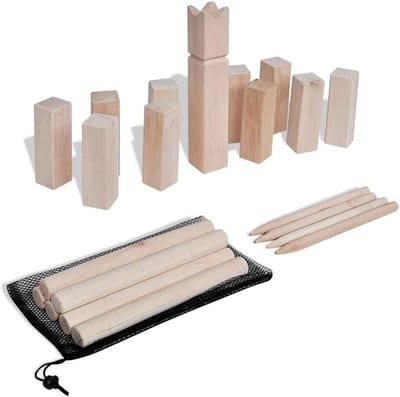 Houten Kubb Spel - Buitenspel Set - Gezellig Buiten Spelen - Inclusief Alle Onderdelen - 2.52 kg Set