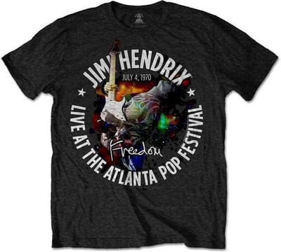 Jimi Hendrix - Atlanta Pop Festival 1970 Heren T-shirt - M - Zwart