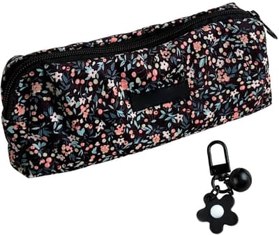 Dailygoods- Opbergtas Zwart - Geribbeld Fluweel - Cosmeticatas/Toilettas - Draagbare Opbergtas - 20 x 7 x 4,5 cm - Inclusief Hanger Ornament