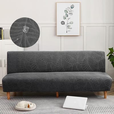Waterdichte Jacquard Bankbedhoes Armloze Bank Meubelhoes Woonkamer Moderne Futonhoes Wasbare Bank Meubel Beschermhoezen Huis Hotel Z Size (155-185cm) grijs
